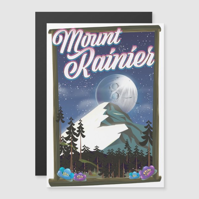 Mount Rainier vacation poster. (Front/Back)