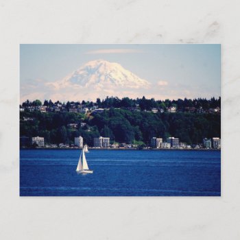 Mount Rainier Viewed From Puget Sound Postcard by catherinesherman at Zazzle