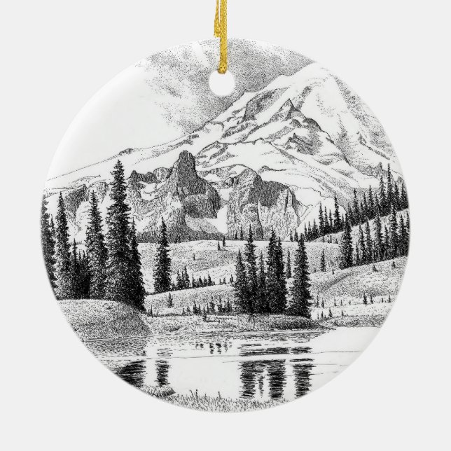 Mount Rainier, Washington  Ceramic Ornament (Back)