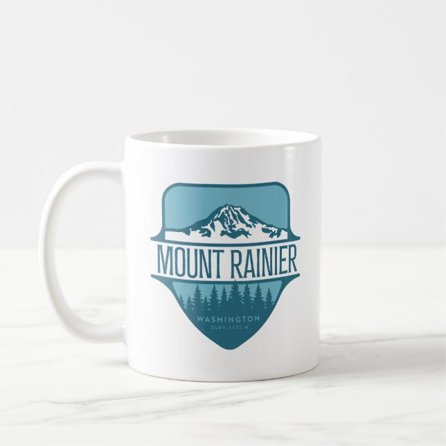 Mount Rainier Washington Mountain crest design Coffee Mug (Left)