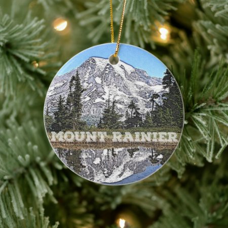 Mount Rainier Washington State Christmas Holiday Ceramic Ornament