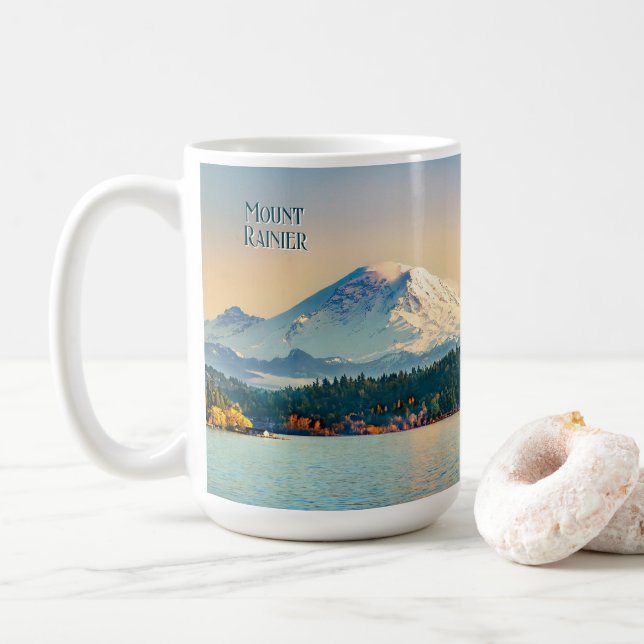 Mount Rainier Washington State Coffee Mug (With Donut)