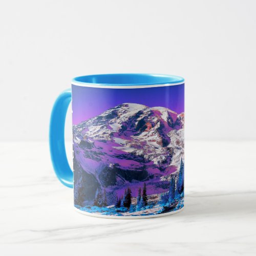 Mount Rainier Washington State Colorful Mountain Mug