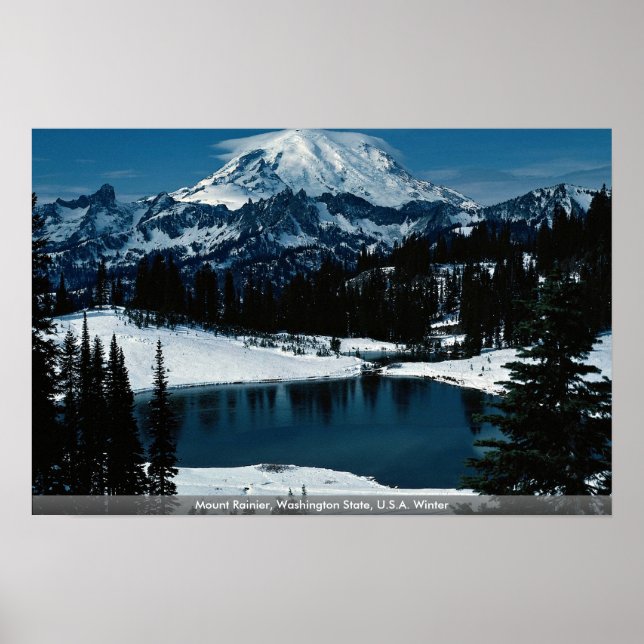 Mount Rainier, Washington State, U.S.A. Winter Poster (Front)