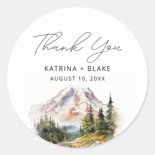 Mount Rainier Washington Thank You Classic Round Sticker
