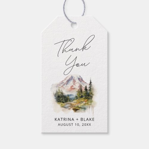 Mount Rainier Washington Watercolor Wedding Gift Tags