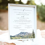 MOUNT RAINIER Watercolor Marriage Certificate Poster<br><div class="desc">This marriage certificate features a watercolor painting of Mount Rainier National Park in Washington. Easily edit *most* wording and change fonts to match your ceremony and the couple's style. For the best quality, be sure to use matte paper so signatures don't smudge. This wedding certificate is the perfect addition to...</div>