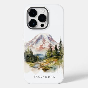 Mount Rainier Watercolor Scenery Case-mate Iphone 14 Pro Case by Kimbellished2 at Zazzle