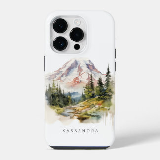 Mount Rainier Watercolor Scenery iPhone 14 Pro Case