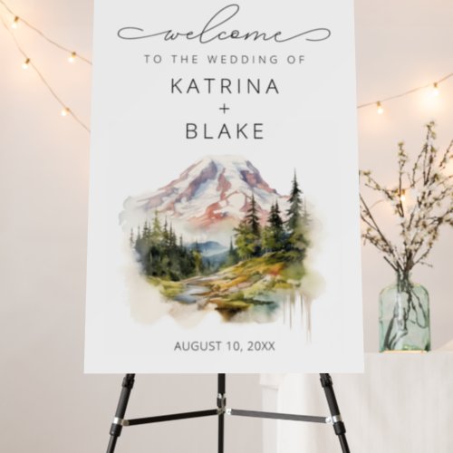 Mount Rainier Watercolor Wedding Foam Board