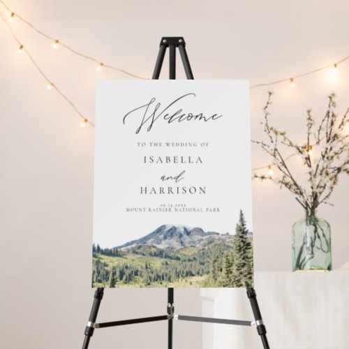 MOUNT RAINIER Watercolor Wedding Welcome Foam Board