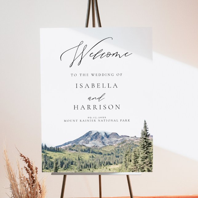 MOUNT RAINIER Watercolor Wedding Welcome Foam Board (Creator Uploaded)