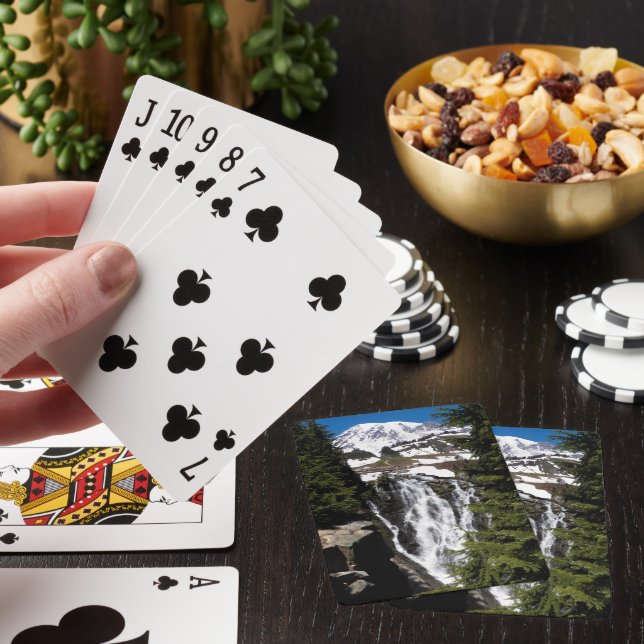 Mount Rainier Waterfall Landscape Poker Cards (In Situ)