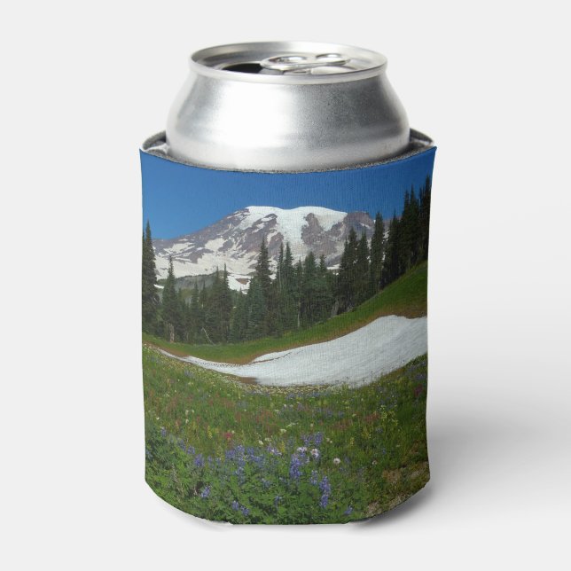 Mount Rainier, Wildflowers and Snow Can Cooler (Can Front)