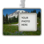 Mount Rainier, Wildflowers and Snow Christmas Ornament