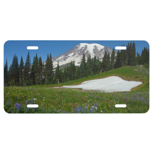 Mount Rainier, Wildflowers and Snow License Plate (Front)