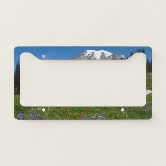 Mount Rainier, Wildflowers and Snow License Plate Frame (Front)