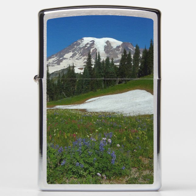 Mount Rainier, Wildflowers and Snow Zippo Lighter (Front)