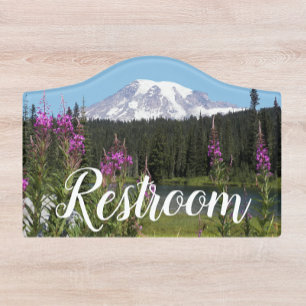Mount Rainier Wildflowers Landscape Restroom Door Sign
