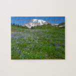 Mount Rainier with Purple Lupins Jigsaw Puzzle