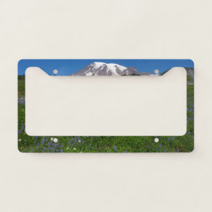 Mount Rainier with Purple Lupins License Plate Frame