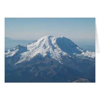 Mount Rainier with snow from air Cards