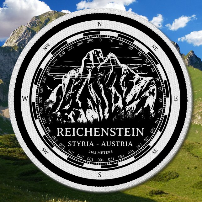 Mount Reichenstein - Styria Austria Alps Patch (Mount Reichenstein Patch in Back with a white compass and mountain illustration)