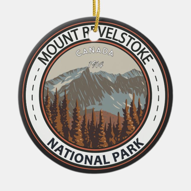 Mount Revelstoke National Park Travel Art Badge Ceramic Ornament (Front)