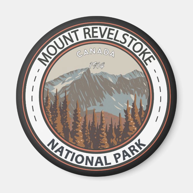 Mount Revelstoke National Park Travel Art Badge Magnet (Front)