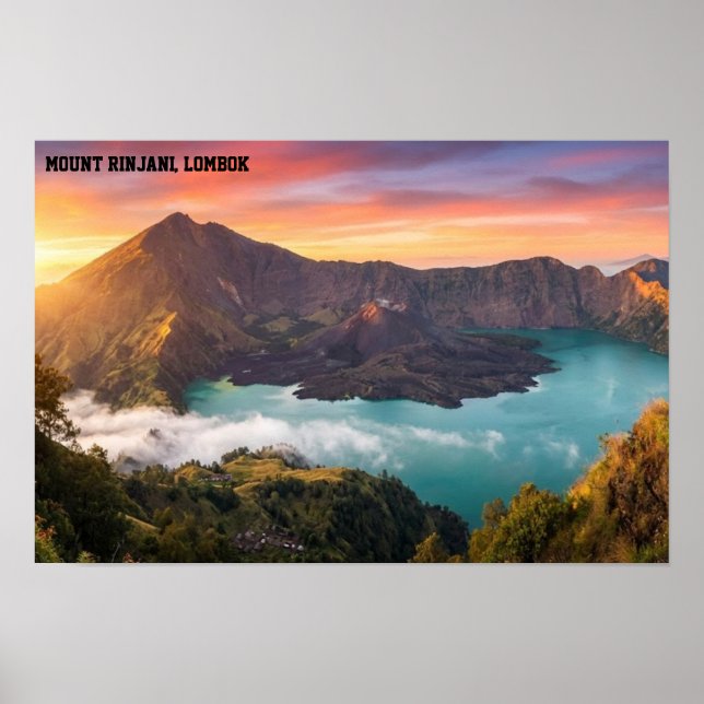 Mount Rinjani Volcano Crater Sunrise Wall Art (Front)