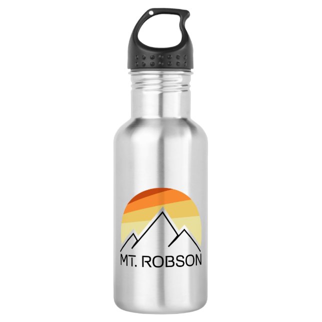 Mount Robson Retro Stainless Steel Water Bottle (Front)