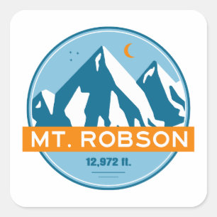 Mount Robson Stars Moon Square Sticker
