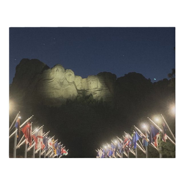 Mount Rushmore at Night Faux Canvas Print (Front)