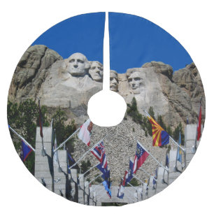Mount Rushmore Customizable Photo Souvenir Brushed Polyester Tree Skirt