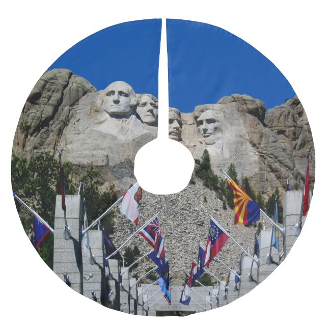 Mount Rushmore Customizable Photo Souvenir Brushed Polyester Tree Skirt (Front)