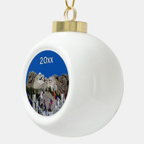 Mount Rushmore Customizable Photo Souvenir Ceramic Ball Christmas Ornament