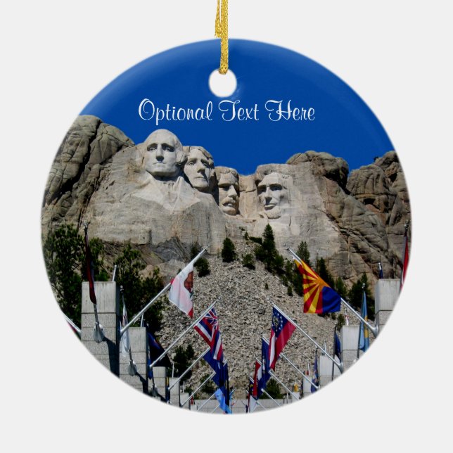 Mount Rushmore Customizable Photo Souvenir Ceramic Ornament (Back)