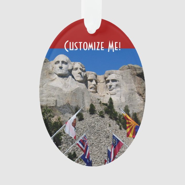 Mount Rushmore Customizable Photo Souvenir Ornament (Front)