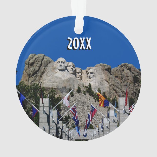 Mount Rushmore Customizable Photo Souvenir Ornament (Back)