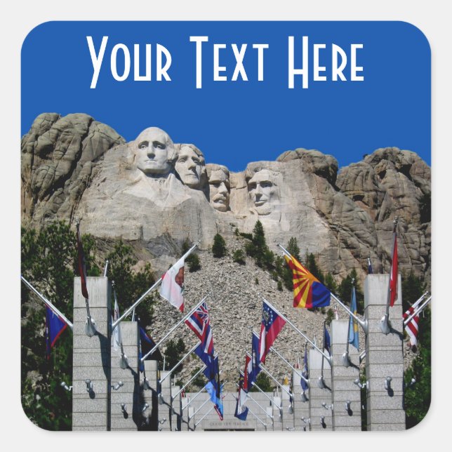 Mount Rushmore Customizable Photo Souvenir Square Sticker (Front)