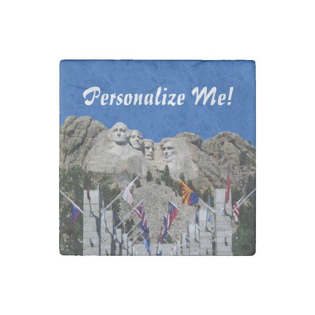 Mount Rushmore Customizable Photo Souvenir Stone Magnet (Front)