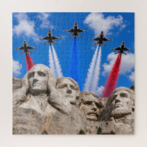 Mount Rushmore Fighter Jet Flyover Jigsaw Puzzle
