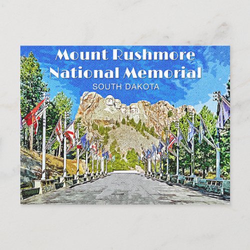 Mount Rushmore Flags Row Postcard