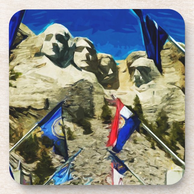Mount Rushmore From The Hall of States Abstract Beverage Coaster (Front)