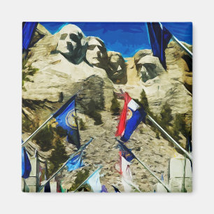 Mount Rushmore From The Hall of States Abstract Magnet