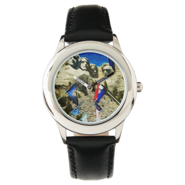 Mount Rushmore From The Hall of States Abstract Watch (Front)