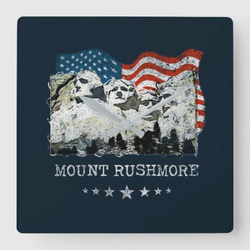 Mount Rushmore Monument Souvenir Gifts USA Square Wall Clock