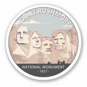 Mount Rushmore National Monument Retro Circle Sticker