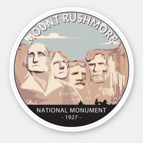 Mount Rushmore National Monument Retro Circle Sticker