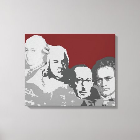 Mount Rushmore Of Composers Red Canvas Print